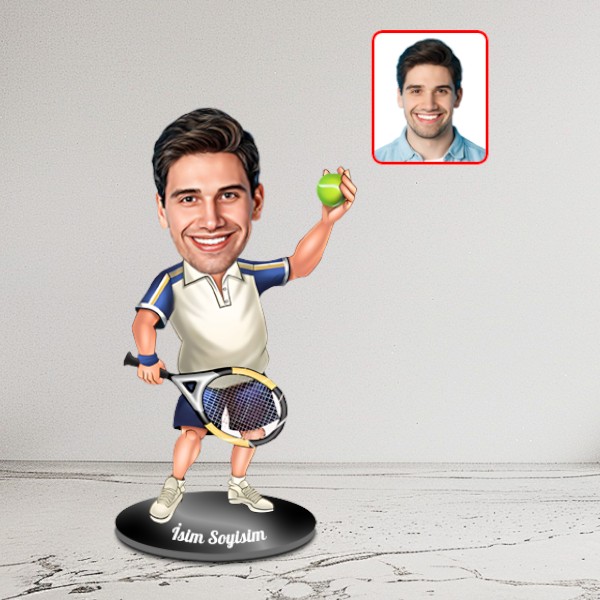 Kişiye Özel Tenisçi Karikatür Biblo