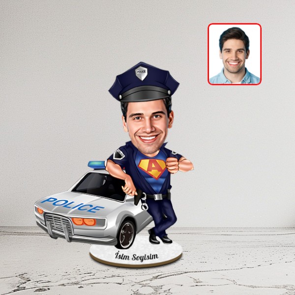 Kişiye Özel Trafik Polisi Karikatür Biblo