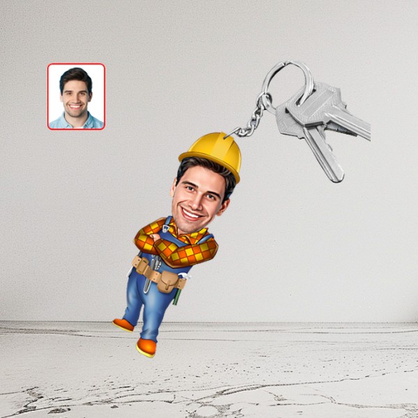 Yakışıklı Mühendis Karikatürlü Biblo Anahtarlık