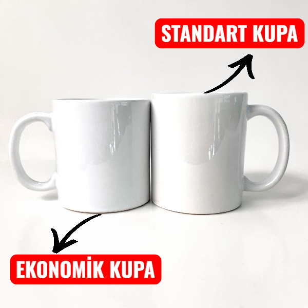 Kişiye Özel Baskılı Ekonomik Beyaz Kupa Bardak