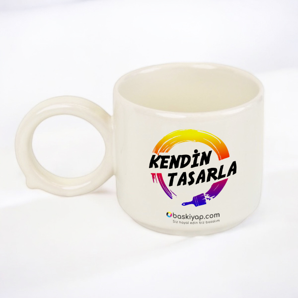 Kişiye Özel Baskılı Yuvarlak Kulplu Kişiye Özel Fincan Kupa - Görsel 1