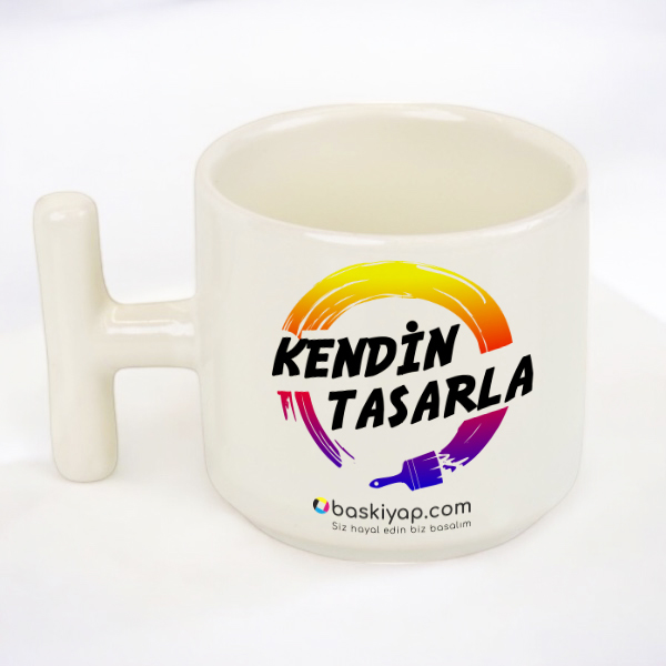 Kişiye Özel Baskılı T Kulplu Kişiye Özel Kupa Bardak - Görsel 1