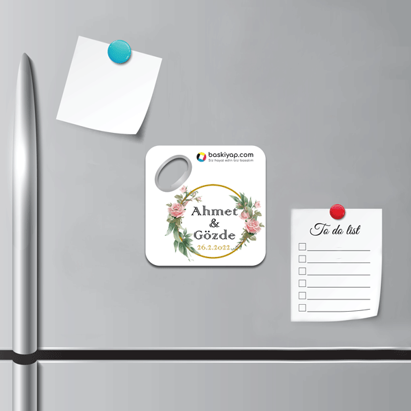 Kişiye Özel Kare Bardak Altlığı Magnet 85X85 Mm - Görsel 1