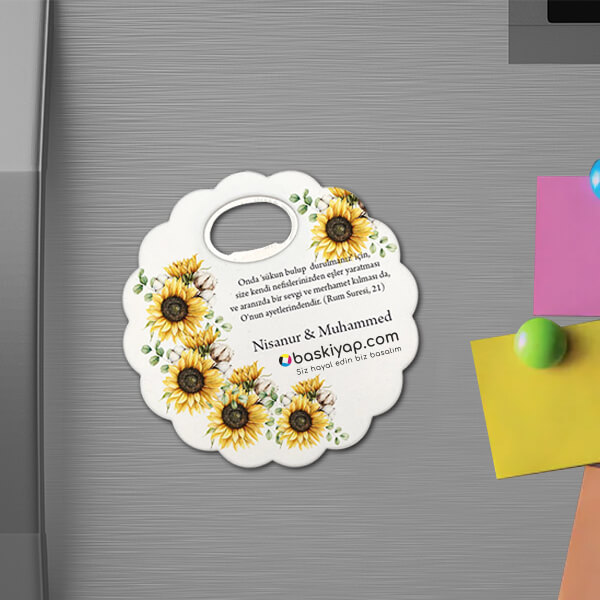 Kişiye Özel Çiçek Bardak Altlığı Magnet - Görsel 2