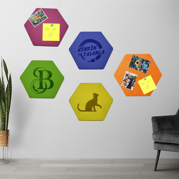 Kişiye Özel Altıgen Eva Mantar Pano