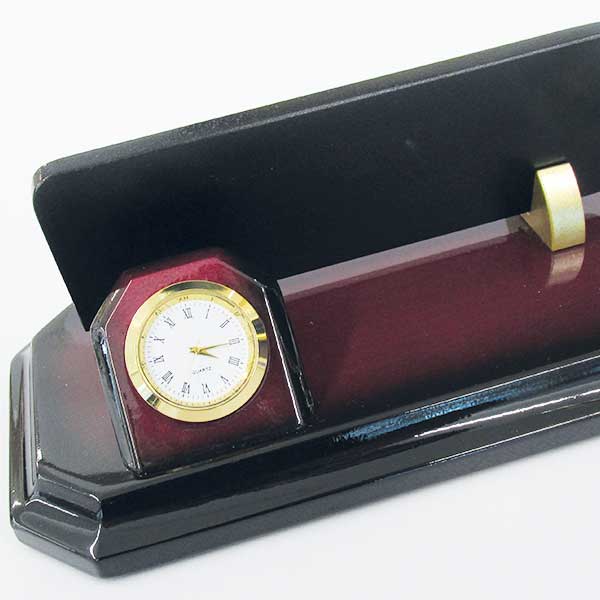 Tek Kalemli Saatli Ahşap Masa İsimliği | Kiraz