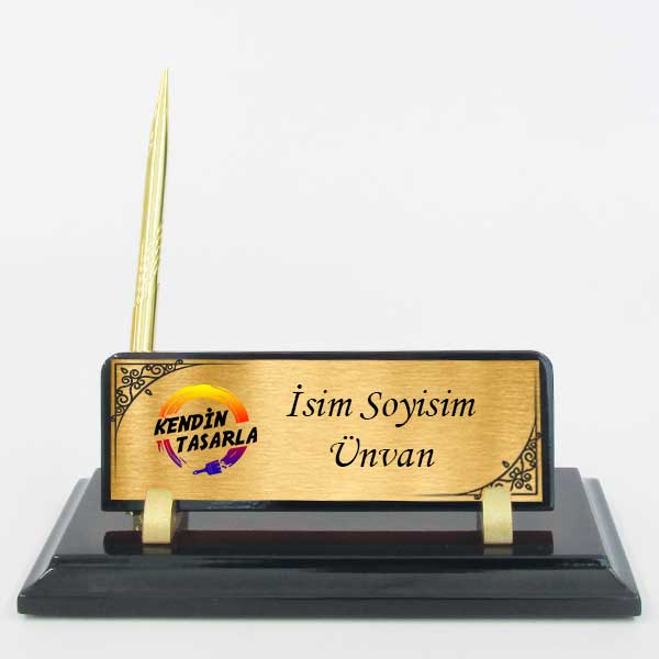 Ahşap Masa İsimliği Ceviz Renkli