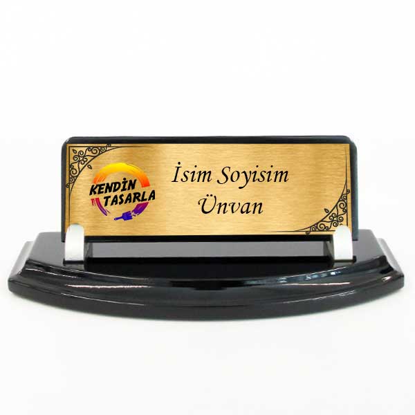 Siyah Renk Ahşap Masa İsimliği