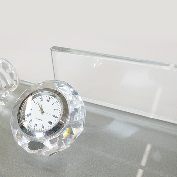 Kristal Gümüş Çift Kalemli Saatli Masa İsimliği