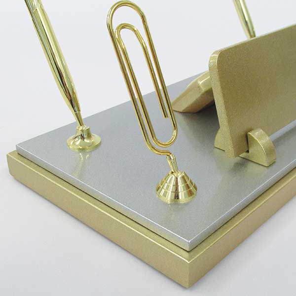 Gold Gümüş Not Tutacaklı Ahşap Masa İsimlik