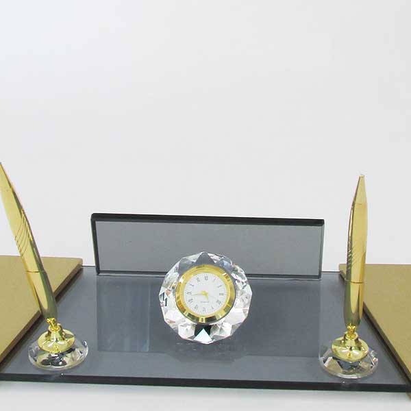 Kristal Altın Ahşap Masa İsimliği