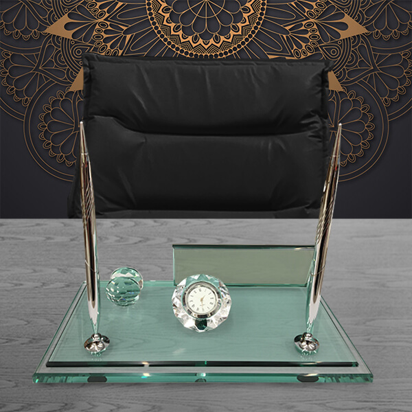 Yeşil Kristal Gümüş Kalemli Masa İsimliği görsel