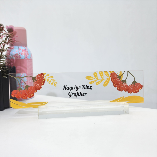 Kişiye Özel Şeffaf Altlıklı Akrilik Masa Üstü İsimlik