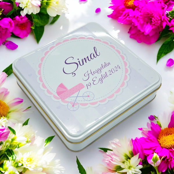 Baskılı Hediye Teneke Kutu 192X192X45 Mm