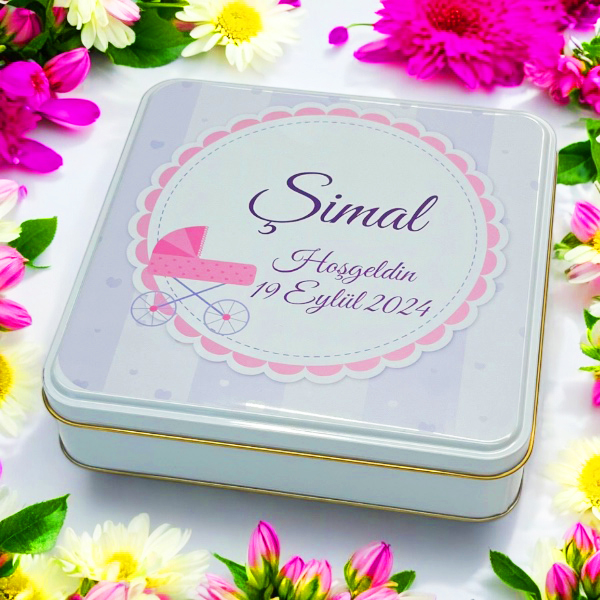 Baskılı Hediye Teneke Kutu 192X192X45 Mm