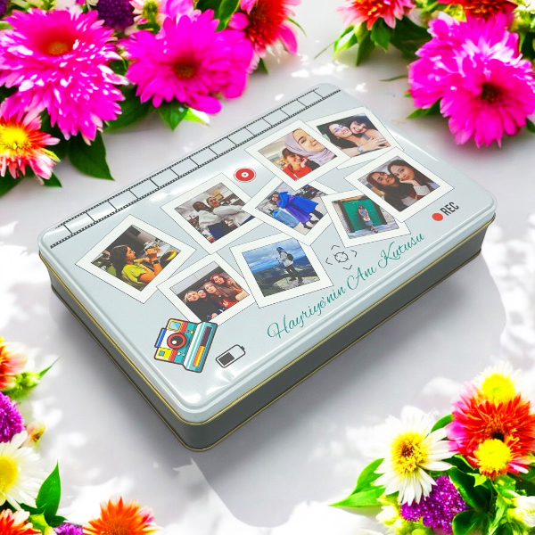 Baskılı Hediye Teneke Kutu Siyah 265X175X45 Mm