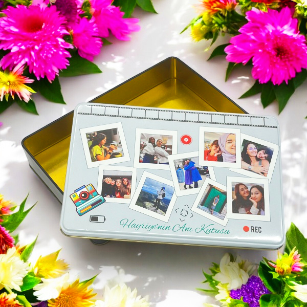 Baskılı Hediye Teneke Kutu Siyah 265X175X45 Mm