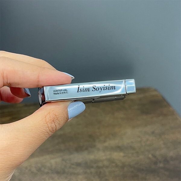 Gümüş Renkli İsim Yazılı Muhtar Çakmak - Gazlı