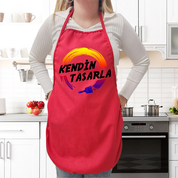 Kendin Tasarla Kırmızı Mutfak Önlüğü görsel