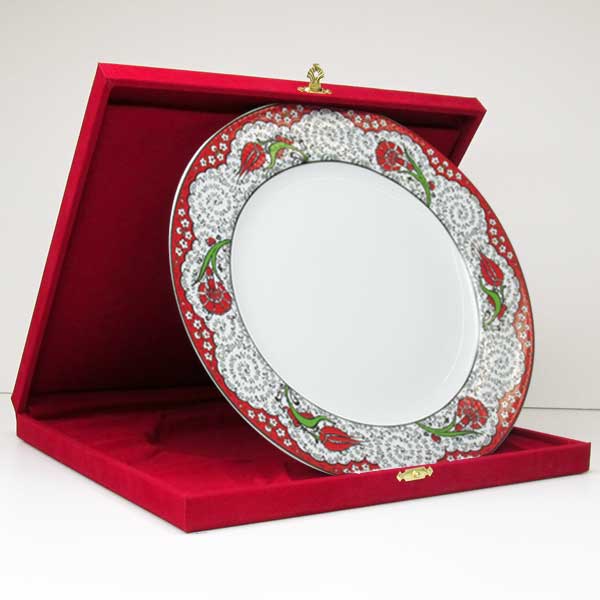 Kutulu Kırmızı Renk Porselen Plaket