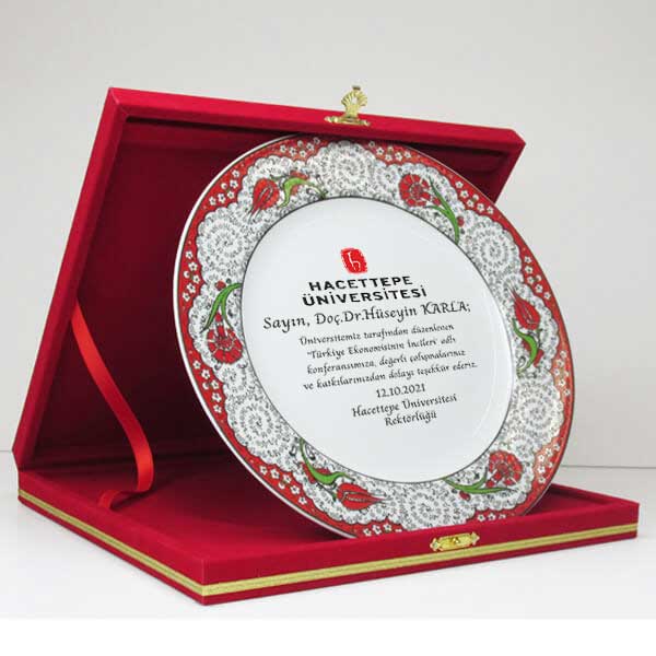 Kutulu Kırmızı Renk Porselen Plaket