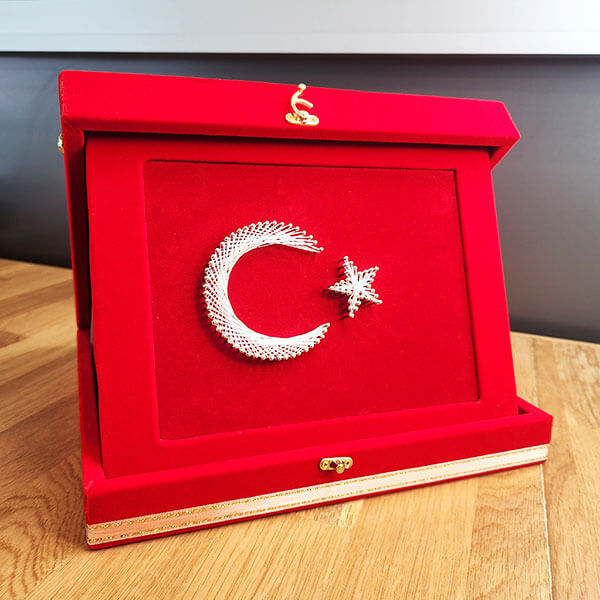 Kişiye Özel Ayyıldız Filografi Türk Bayrağı Plaket görsel