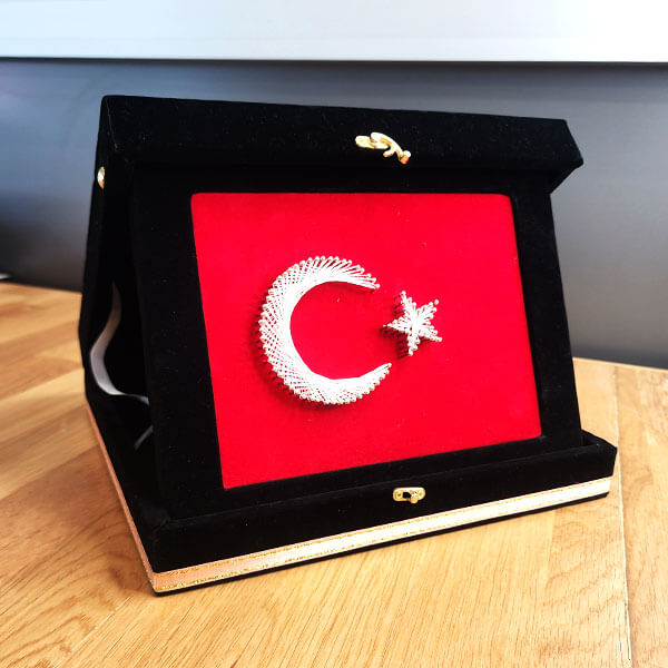 Kişiye Özel Ayyıldız Filografi Türk Bayrağı Plaket görsel