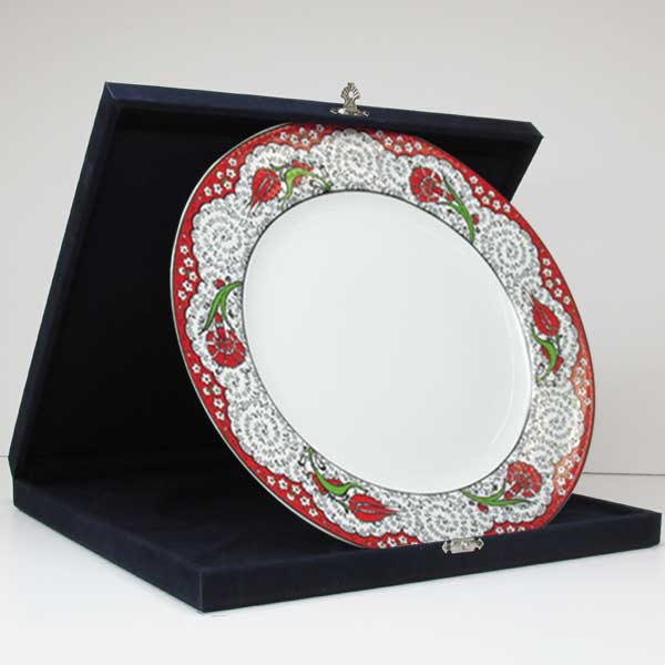 Kutulu Kırmızı Renk Porselen Plaket