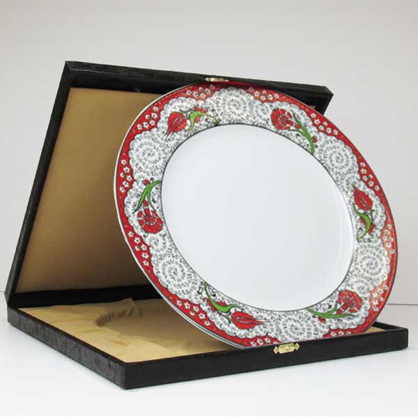 Kutulu Kırmızı Renk Porselen Plaket