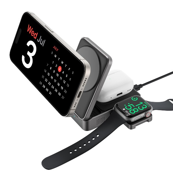 S-Link Sw-Cwf116 Siyah Telefon Kulaklık Akıllı Saat 15W 3 İn 1 Magsafe Qi2 Kablosuz Şarj Cihazı görsel