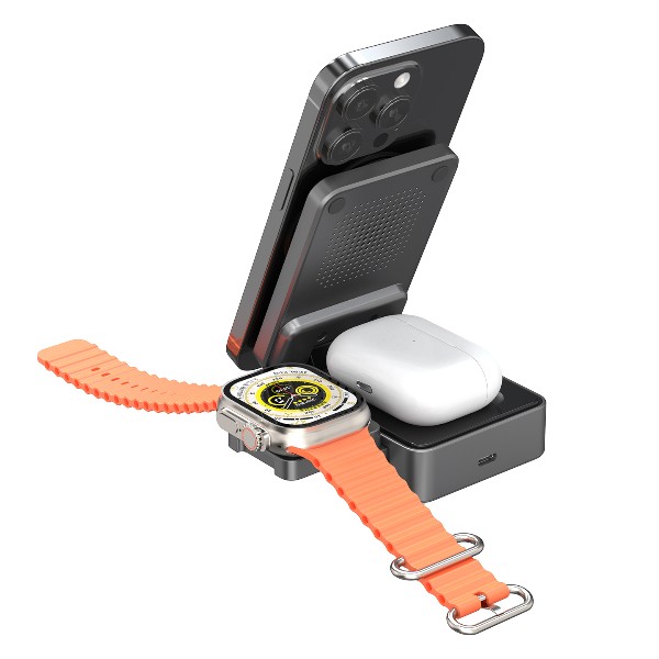 S-Link Sw-Cwf116 Siyah Telefon Kulaklık Akıllı Saat 15W 3 İn 1 Magsafe Qi2 Kablosuz Şarj Cihazı görsel