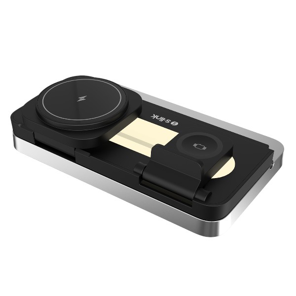 S-Link Sw-Cwf120 Siyah Telefon Kulaklık Akıllı Saat 15W 3 İn 1 Magsafe Kablosuz Şarj Cihazı görsel