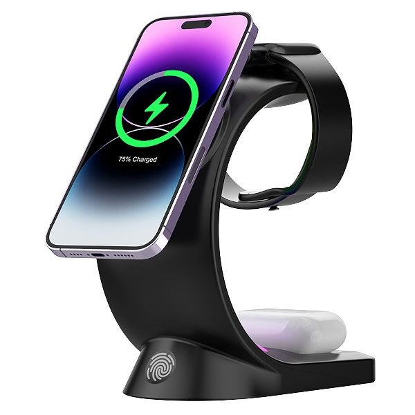 S-Link Sl-Cw20 Siyah Telefon, Saat, Kulaklık Uyumlu 15W Rgb Kablosuz Şarj Cihazı görsel