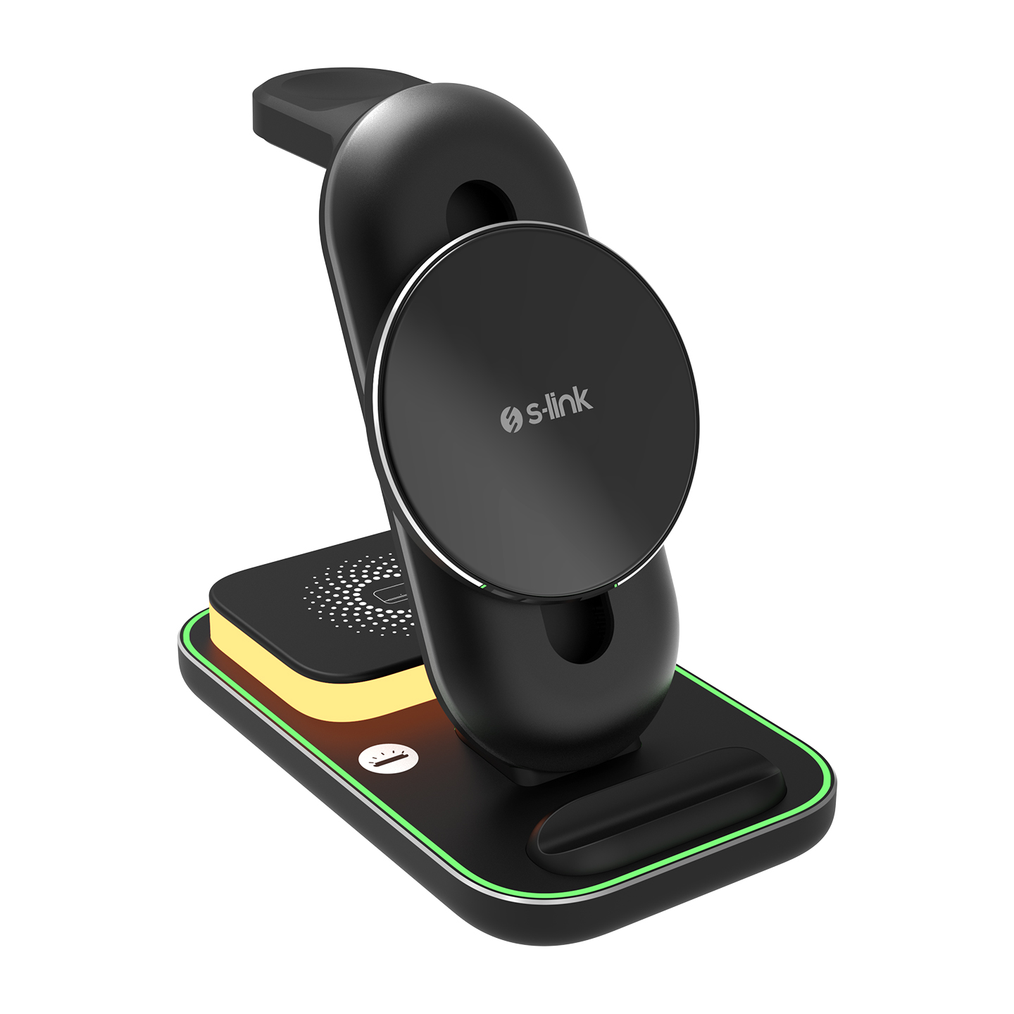 S-Link Sw-Cwf117 Siyah Ayarlanabilir Standlı 15W 3 İn 1 Magsafe Kablosuz Şarj Cihazı görsel