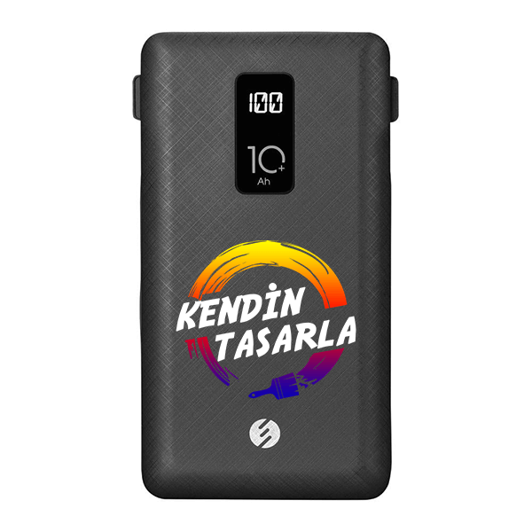 S-Link Ip-T100C 10000 Mah Type C Kablolu Siyah Kişiye Özel Baskılı Powerbank