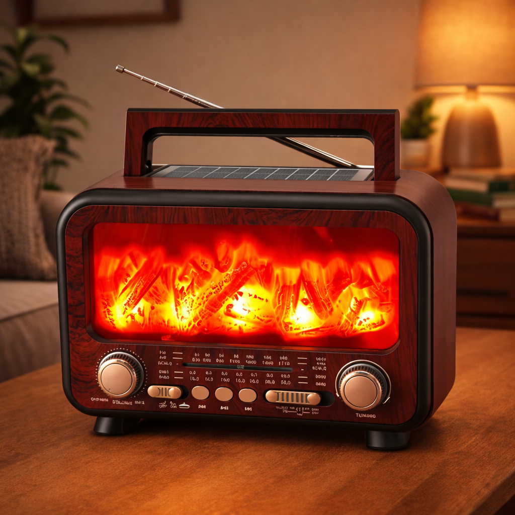 Şömine Efektli Everton Rt-754 Usb Mp3 Çalar Solar Şarjlı Bluetooth Radyo