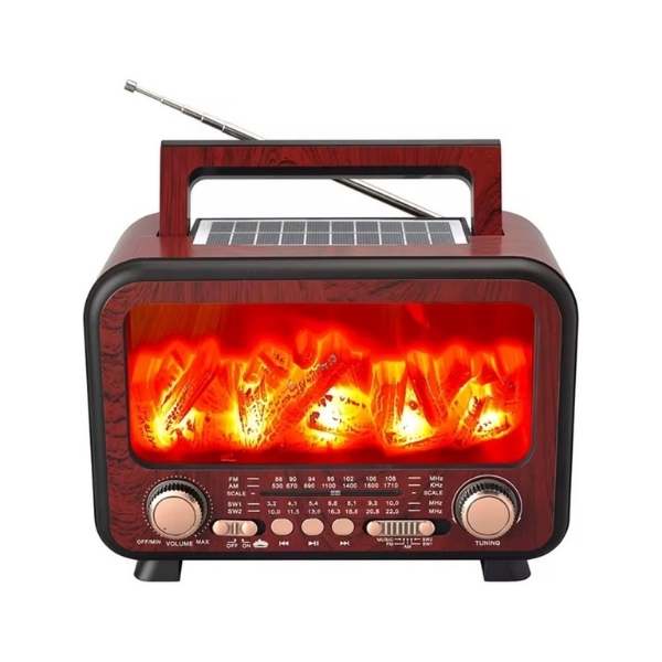 Şömine Efektli Everton Rt-754 Usb Mp3 Çalar Solar Şarjlı Bluetooth Radyo