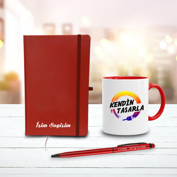 Kırmızı Kupa Ajanda Kalem Set