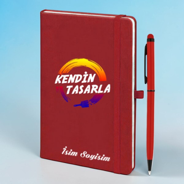 Kişiye Özel Ajanda Kalem Set- Kırmızı