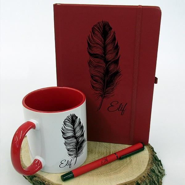 Kırmızı Ajanda Kupa Kalem Set