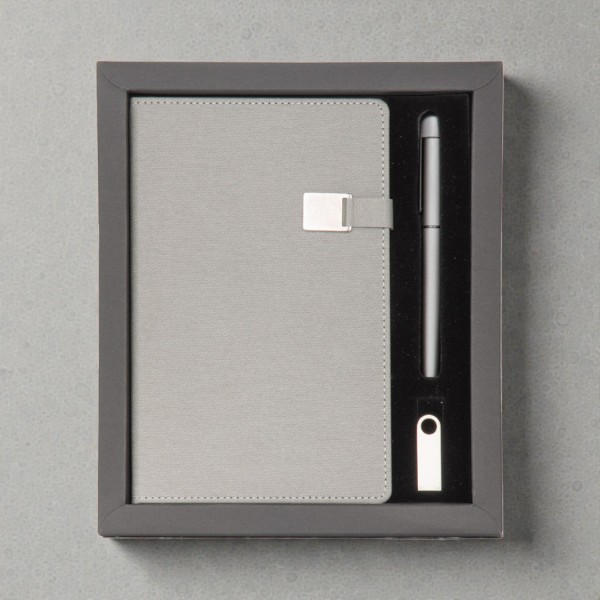 Kişiye Özel Ajanda Kalem Usb Set - Gri görsel
