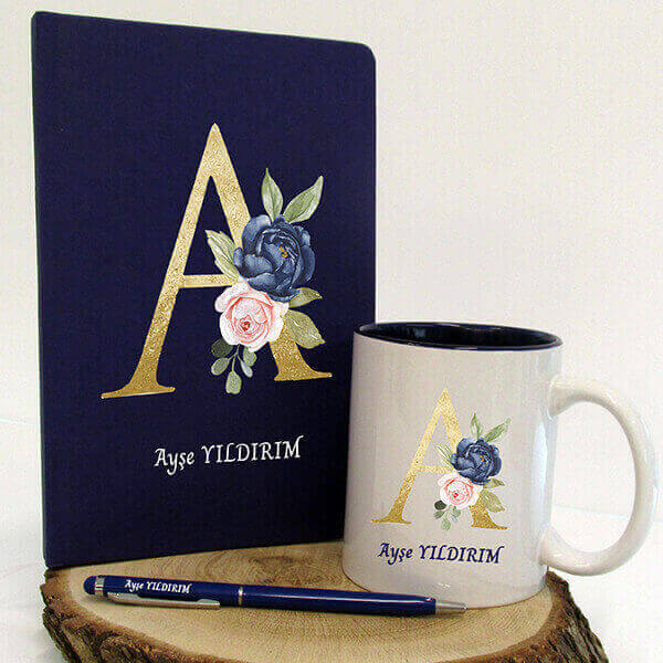 Lacivert Ajanda Kupa Kalem Set