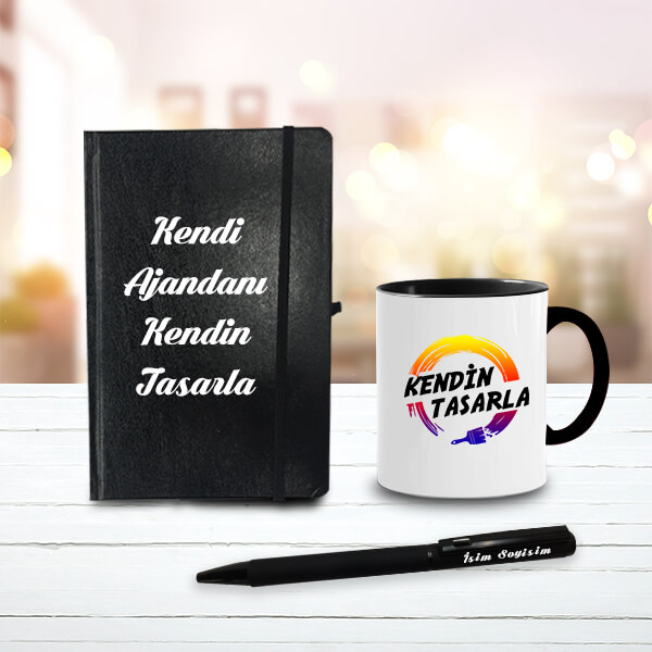 Siyah Kupa Ajanda Kalem Set