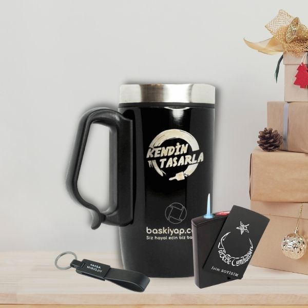 Termos Çakmak Anahtarlık Set