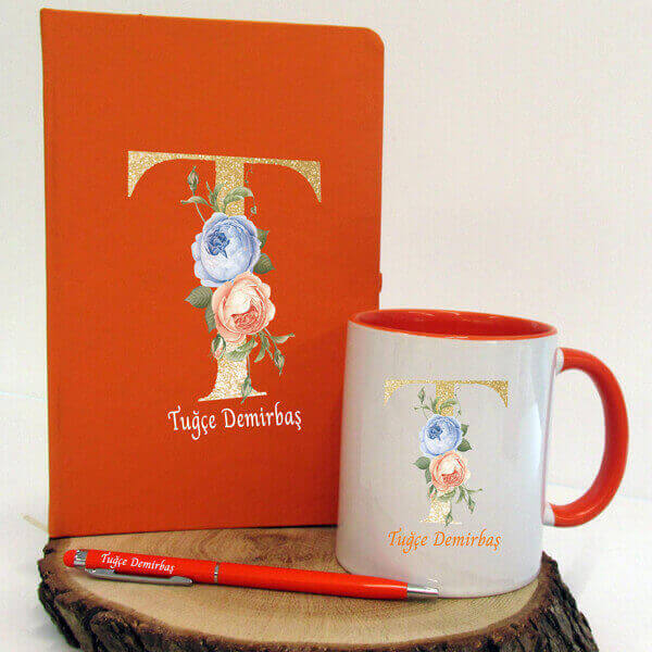 Turuncu Ajanda Kupa Kalem Set görsel