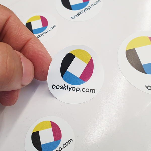 Beyaz Folyo Etiket Sticker Baskı görsel