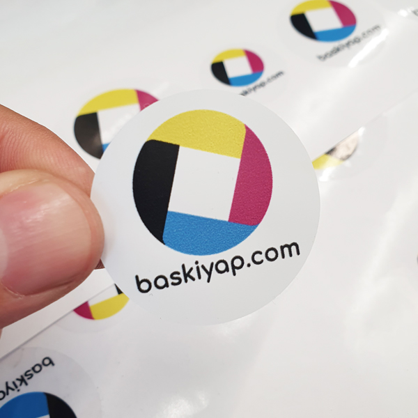 Beyaz Folyo Etiket Sticker Baskı görsel