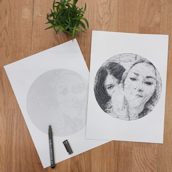 Kişiye Özel Kendin Boya Striped Portre