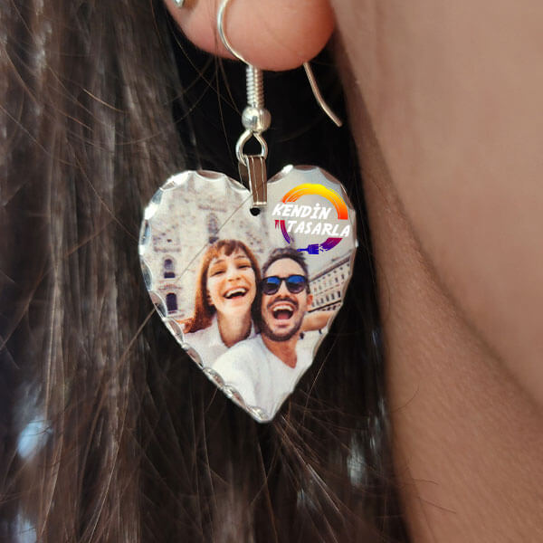 Kişiye Özel Kalp Sublimasyon Küpe