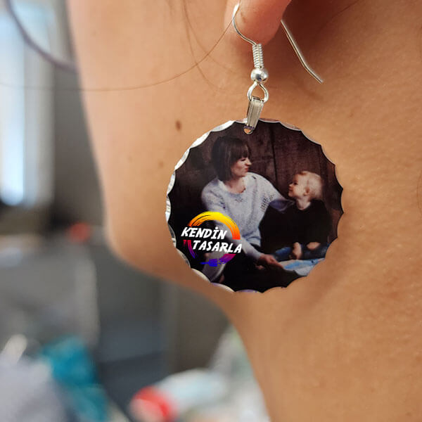 Kişiye Özel Yuvarlak Sublimasyon Küpe